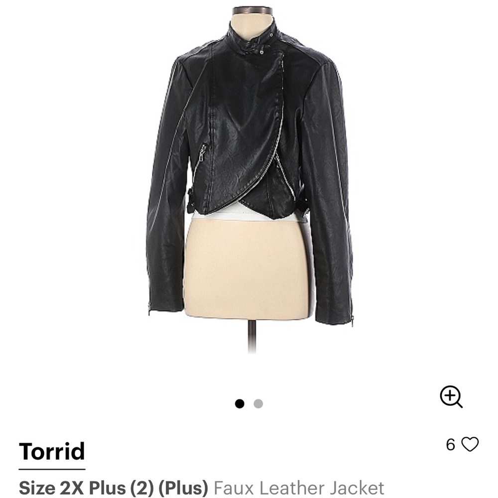Size 2X faux leather jacket. Like new
